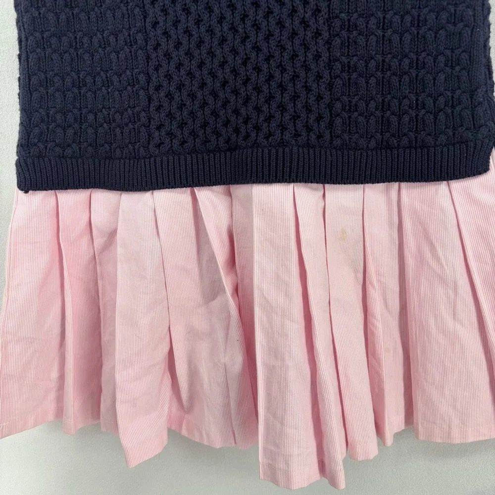 Brooks brothers fleece sweater dress kids girls youth size small navy pink - Picture 4 of 8